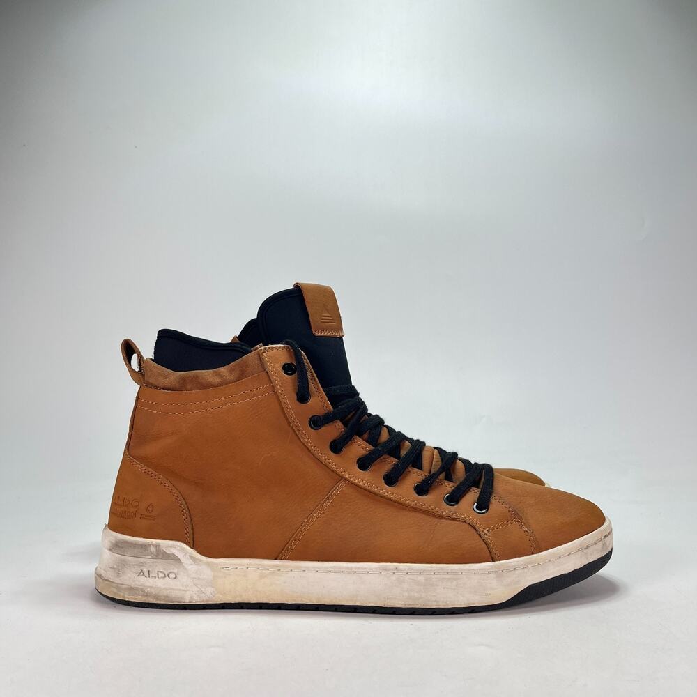 ALDO Brown Tan Black Casual Shoes High Top Lace Up Sneakers Men's Size 12